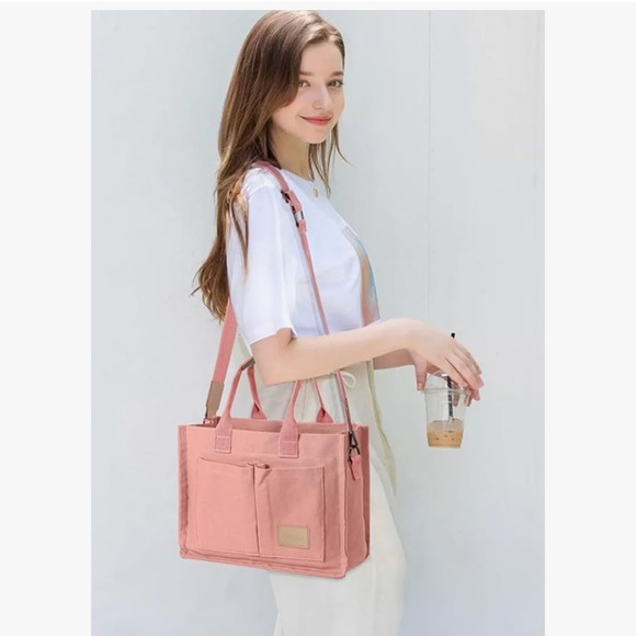 🩷 Women’s Canvas Tote Purse Crossbody with Pockets NEW - Picture 6 of 7